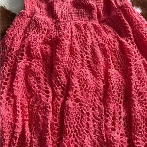 Pinkish lace strapless dress